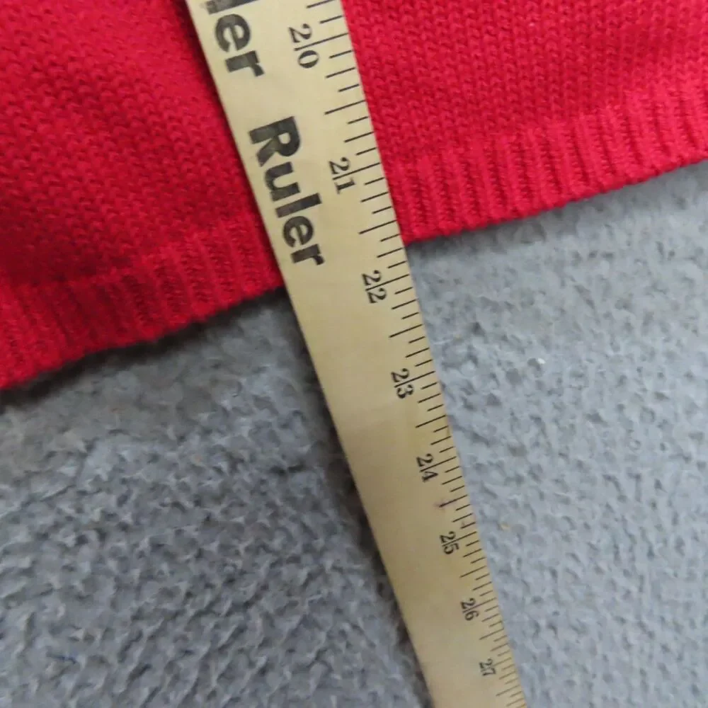 Rachel Zoe Knit Boxy Sweater Headband Set Large Red Short Sleeve Button Details‎